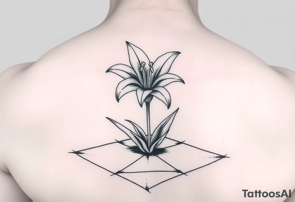 lily coming up out of the tile floor tattoo idea