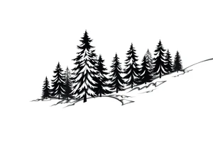 Coniferous forest tattoo sleeve black and gray tattoo idea