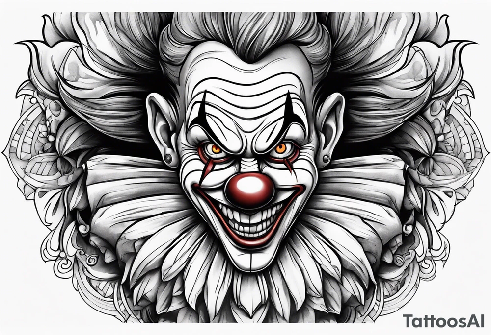 scary cartoon clown tattoo idea
