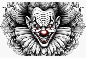 scary cartoon clown tattoo idea