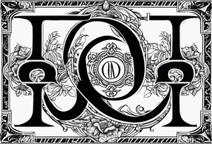 Greek Capital Letter Omega symbol black magic style tattoo idea