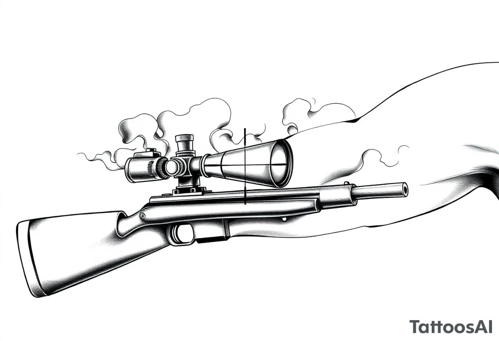 2d sniper scope crosshairs with smoke in background tattoo idea