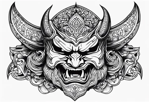 Protection against evil Oni mask tattoo idea