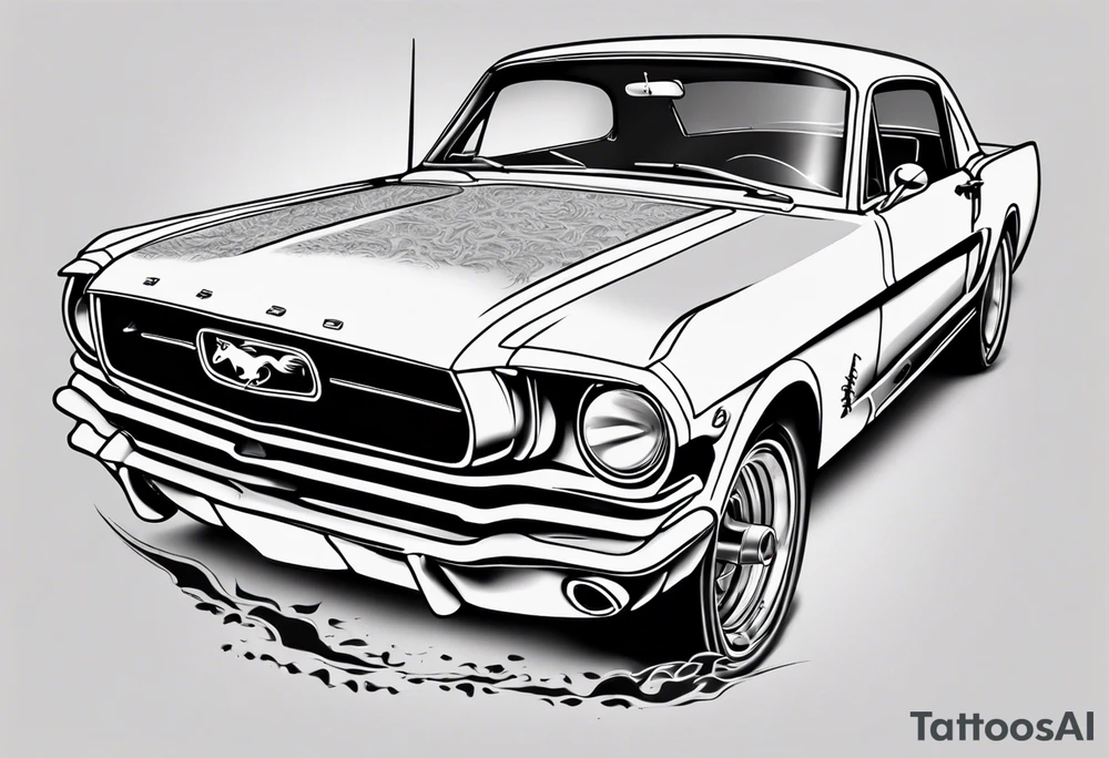 1960 ford mustang front view tattoo idea