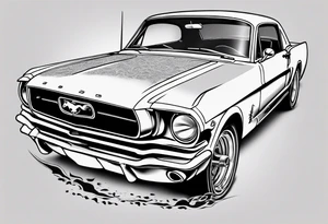 1960 ford mustang front view tattoo idea