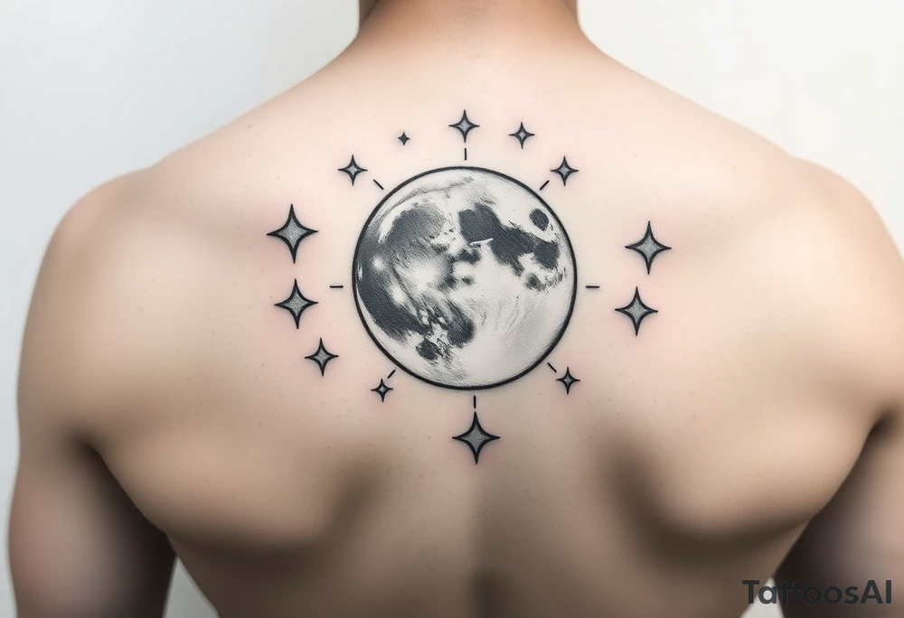 Full moon with stars tattoo idea