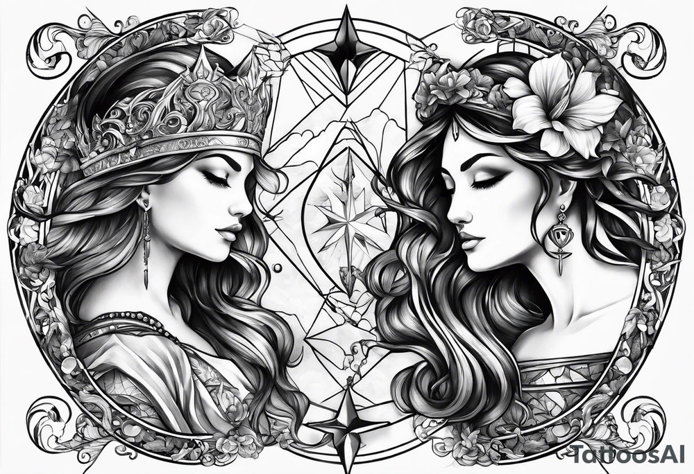 Aquarius and Sagittarius over 2 Leo and 2 Capricorn tattoo idea