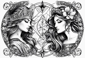 Aquarius and Sagittarius over 2 Leo and 2 Capricorn tattoo idea