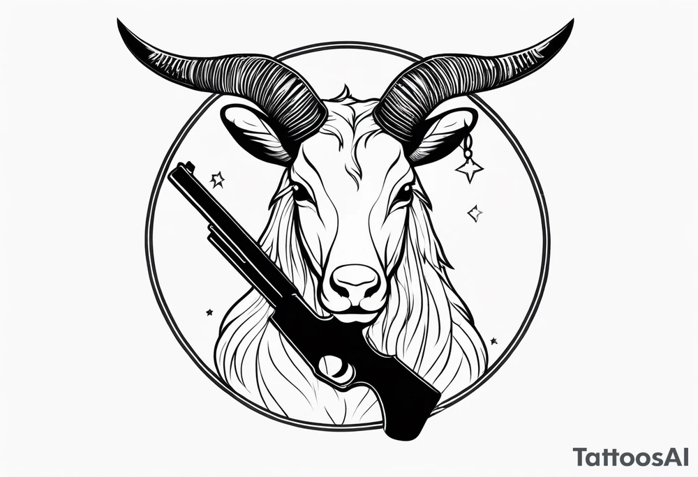 capricorn with sunglasses and shotgun tattoo idea
