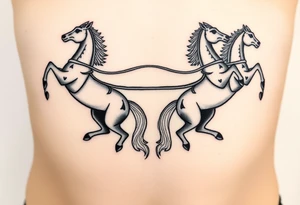 Symmetrical rearing Roman chariot horses tattoo idea
