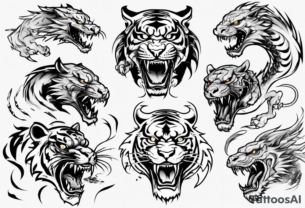 tiger fighting with a dragon tattoo idea