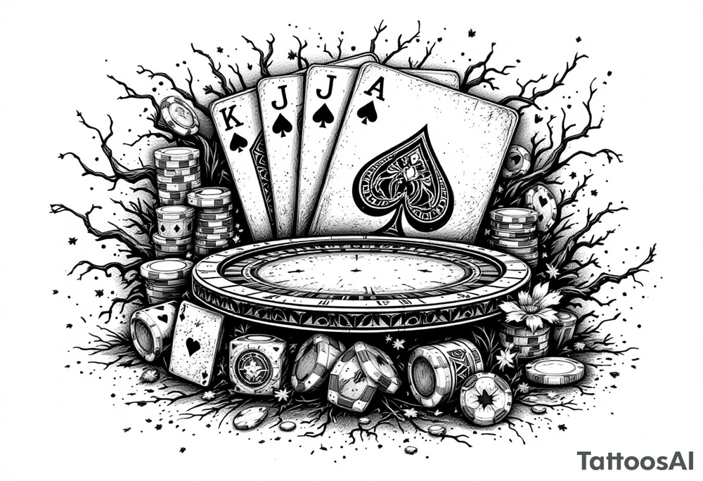 About casino with cards and games in casino tattoo idea