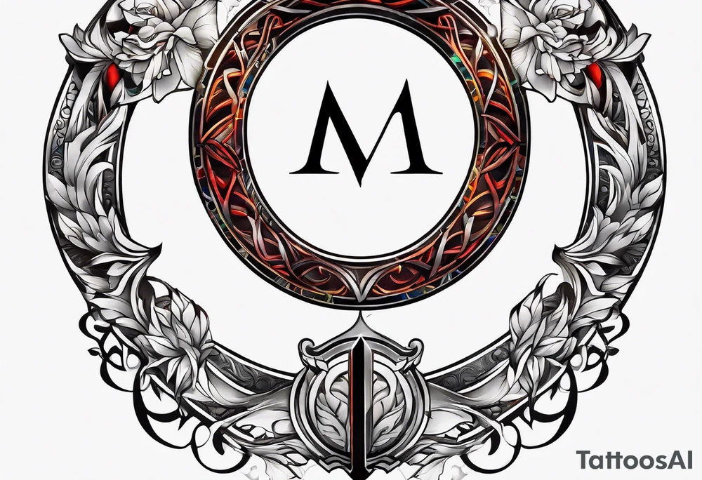 letter delta inside a chain circle, subtle, womanly, simplistic tattoo idea