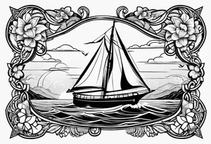 sailboat sail patched in such a way that it resembles a maritime lighthouse. tattoo idea