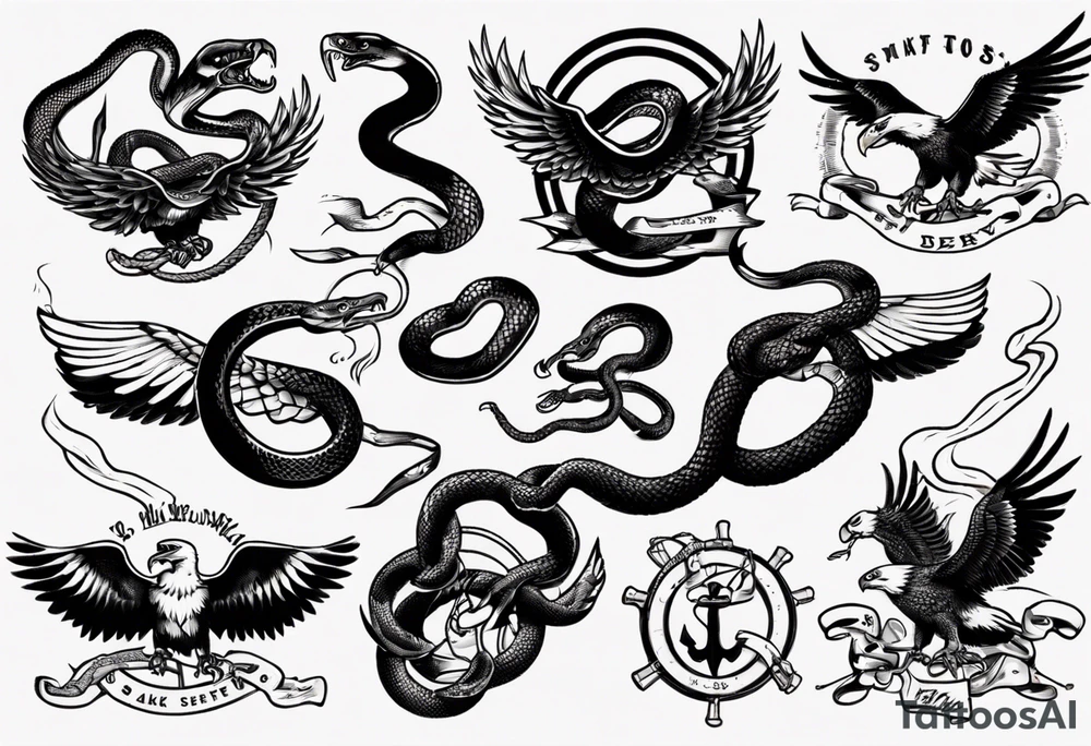 The snake is fighting with an eagle tattoo idea