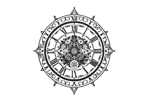 vintage roman numerals within ornate clockwork mechanism tattoo idea