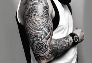 fragmented pain elbow on arm tattoo idea