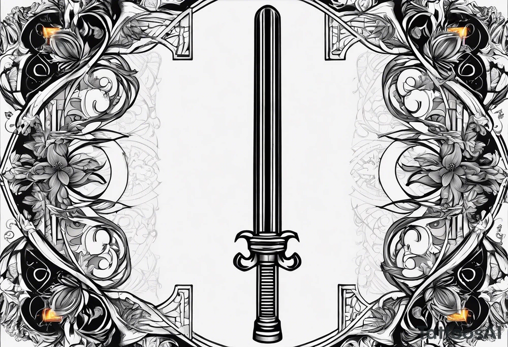 Lightsaber and a Wand from Harry Potter overlapping to make an "X" and in the spaces between the "X" put the letters A,J,L and N. tattoo idea