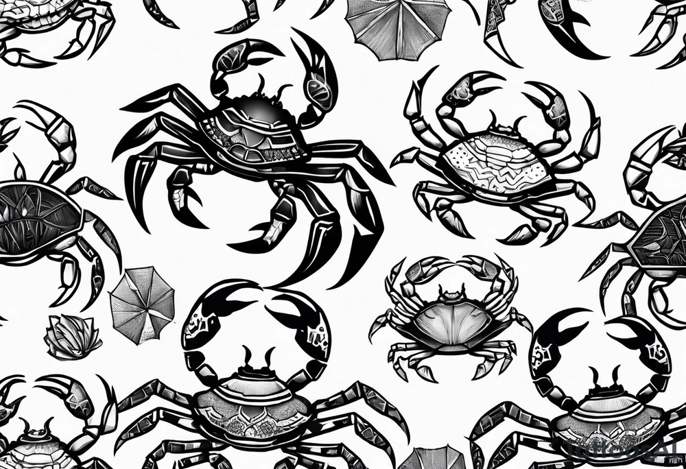 Variety of crabs style flash sheet tattoo idea