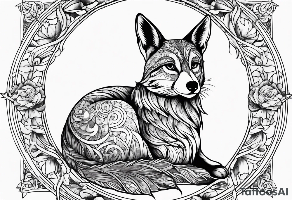 Animal cute , celestial, cross, tattoo idea