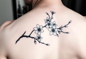delicate cherry blossoms swirling in spring breeze with petals tattoo idea