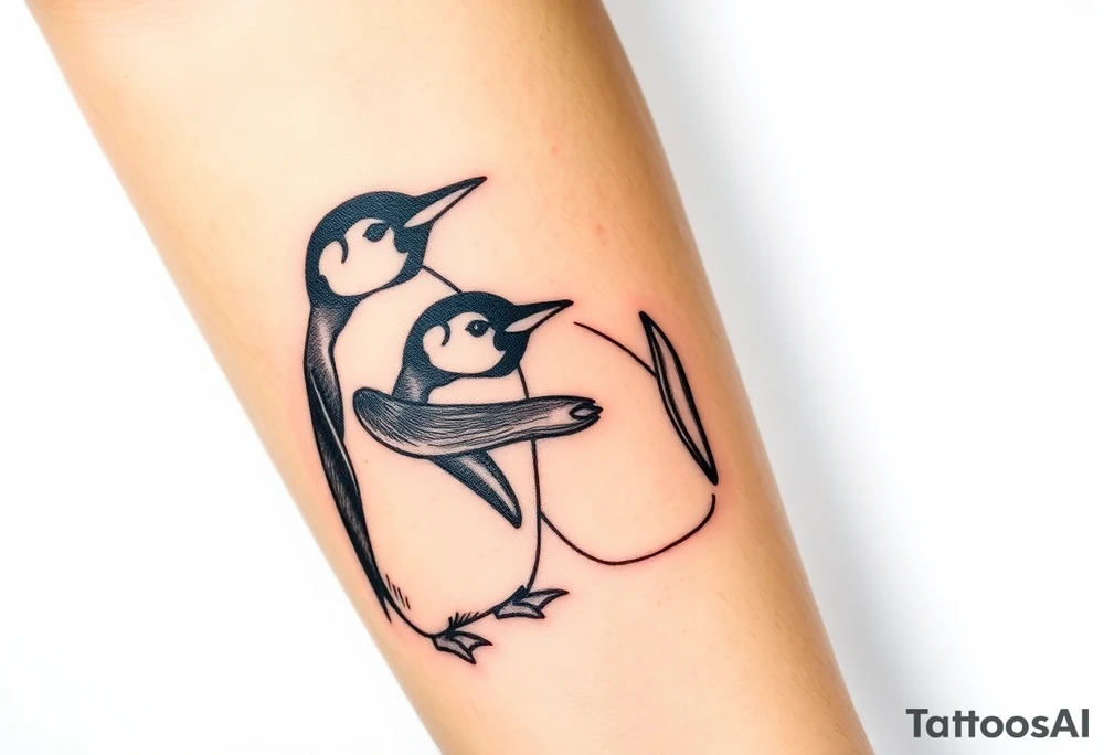 Penguins hugging tattoo idea
