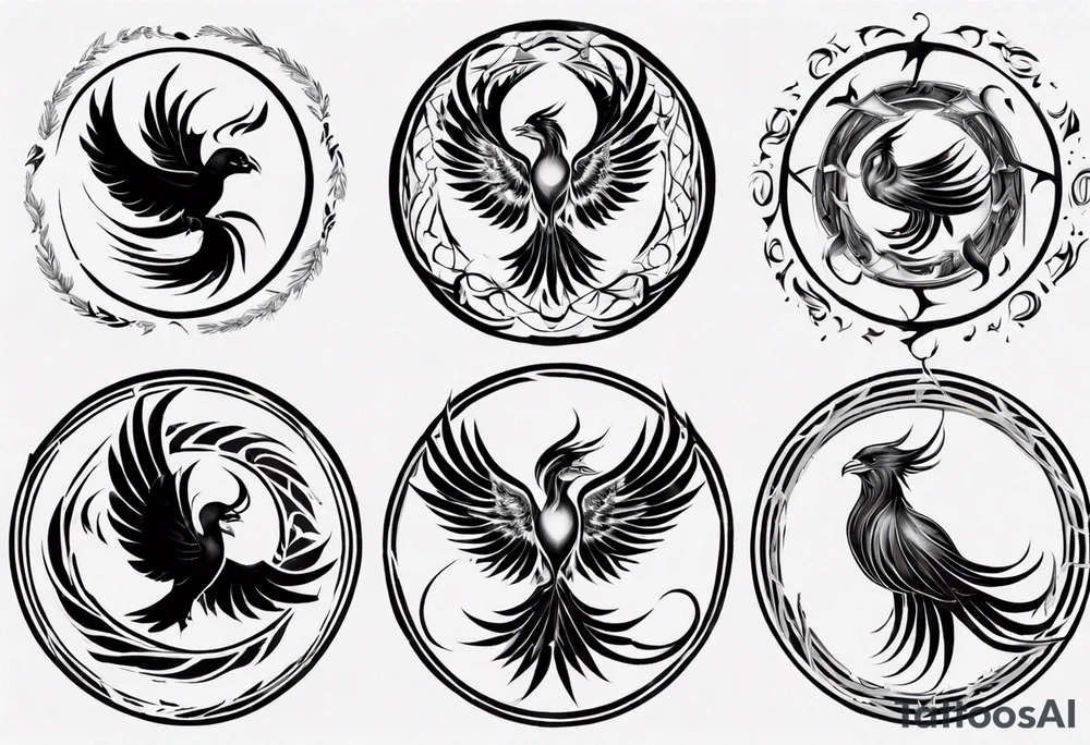 Phoenix in circles tattoo idea