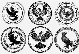 Phoenix in circles tattoo idea