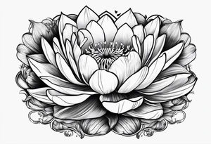 Water lily and tulips intertwined tattoo idea