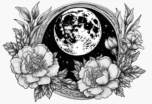 moon with carnations tattoo idea