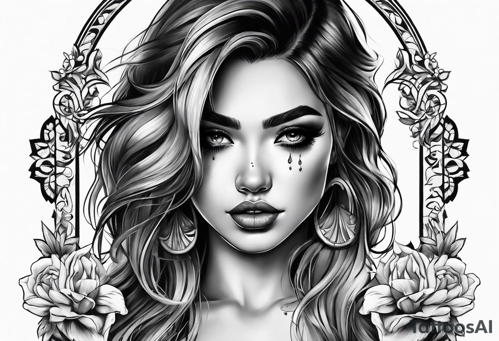 Beautiful girl crying tattoo idea