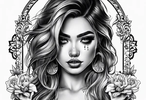 Beautiful girl crying tattoo idea