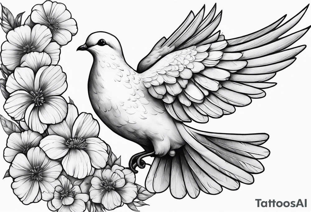 dove,flowers,design tattoo idea