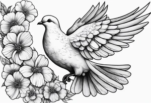 dove,flowers,design tattoo idea