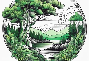 forest, green and black tattoo idea