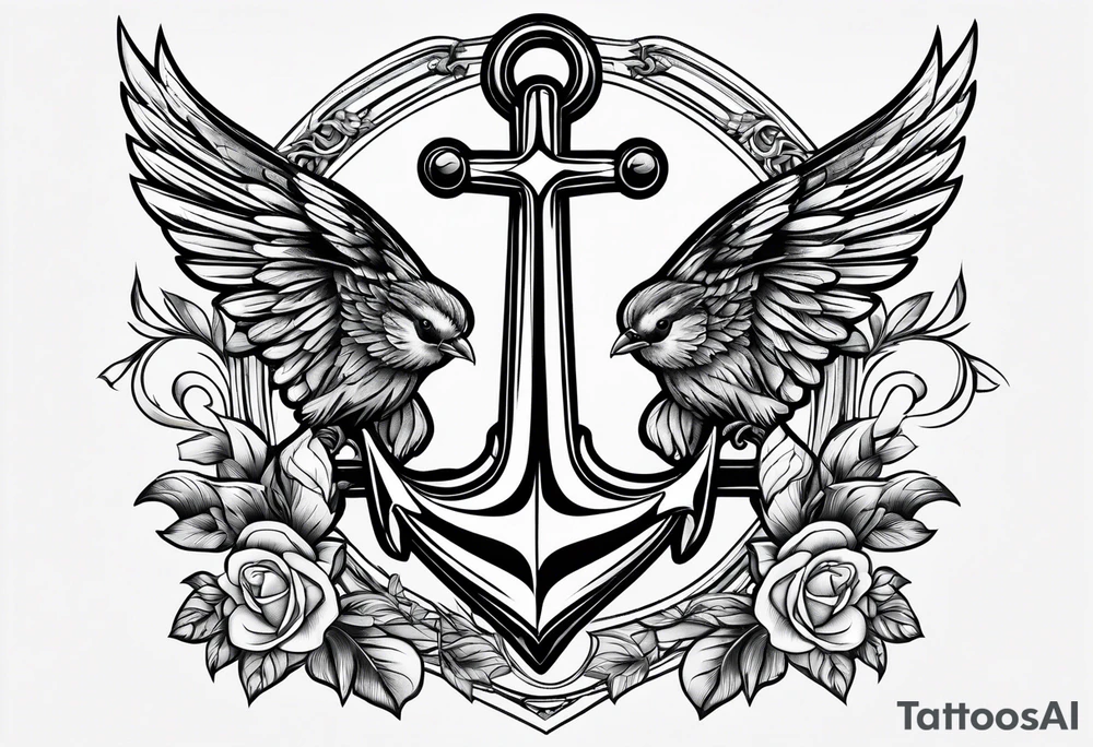 Anchor cross sparrow tattoo idea