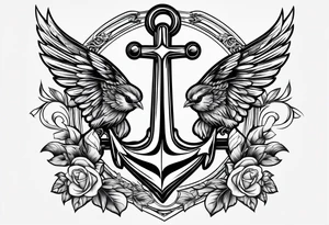 Anchor cross sparrow tattoo idea