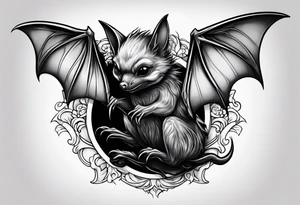 momma bat wrapped around baby bat tattoo idea