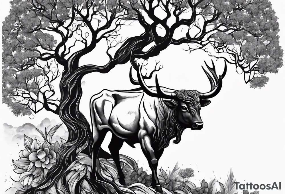 Tree of life and Taurus tattoo idea