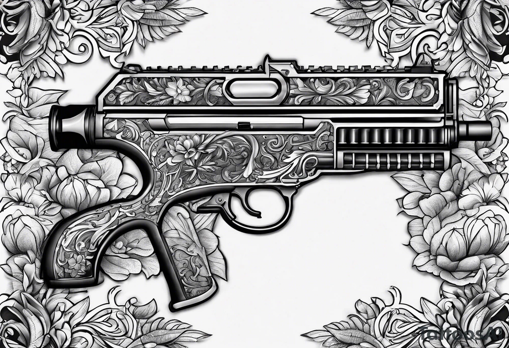 The letters AR with a pistol on each side tattoo idea