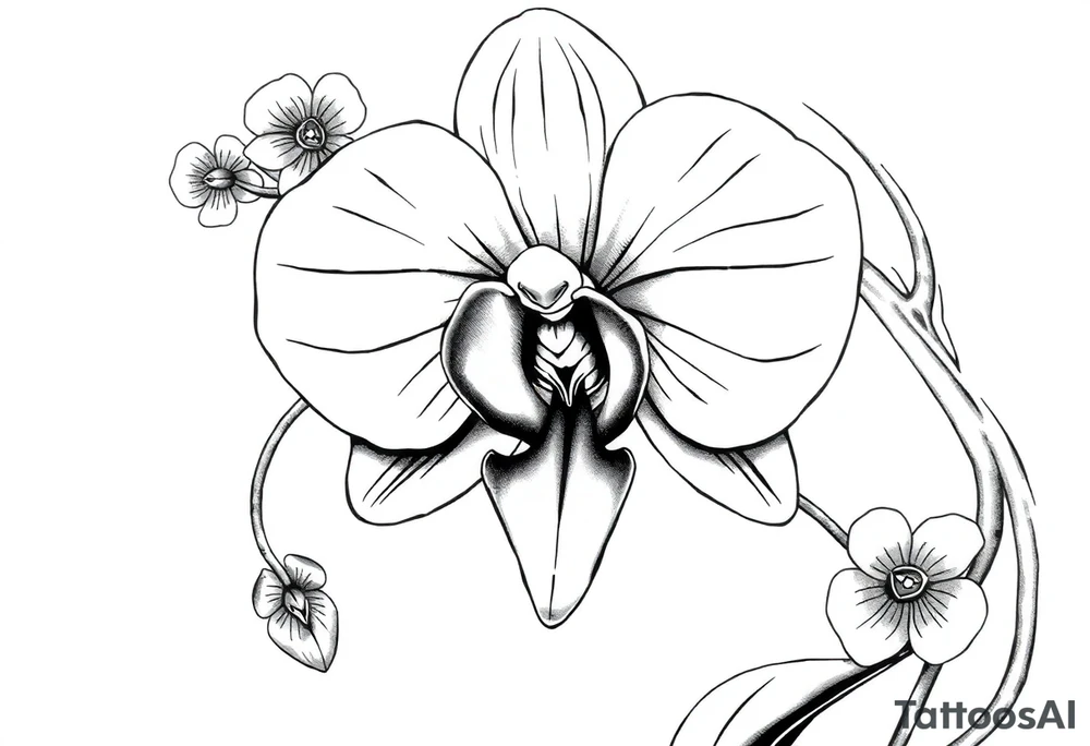 Orchid realistic with a mix with vagina tattoo idea