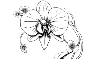 Orchid realistic with a mix with vagina tattoo idea
