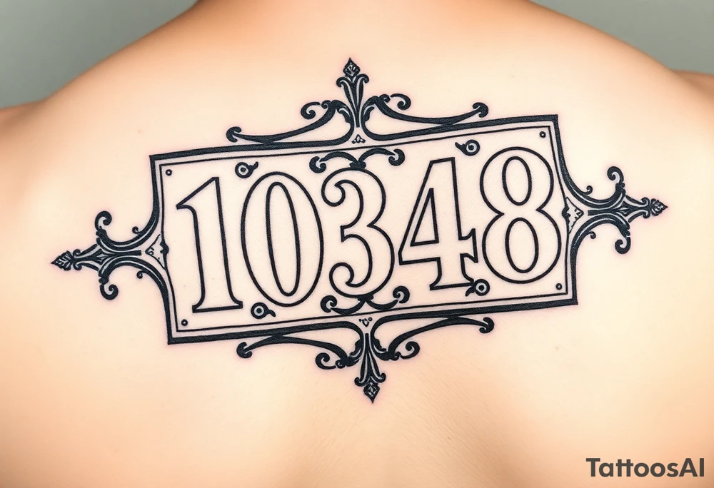 I want to use the numbers 10348 done in the style of New Orleans street tiles and also using the same color scheme.  I would like it to be rectangle
In shape and match the style and feel
OfNew Orleans street tiles. tattoo idea
