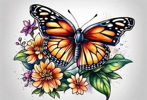 Butterfly on a flower tattoo idea