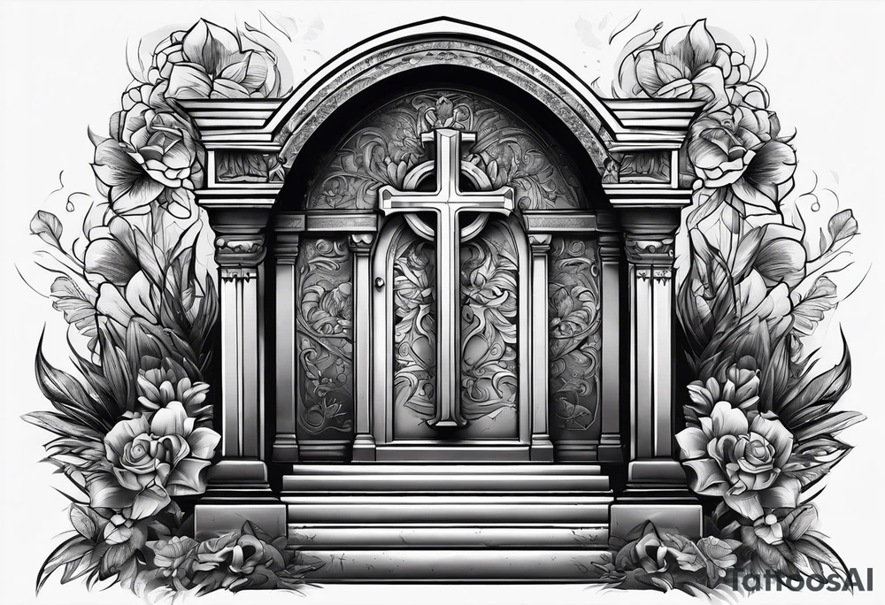 Tomb with cross tattoo idea