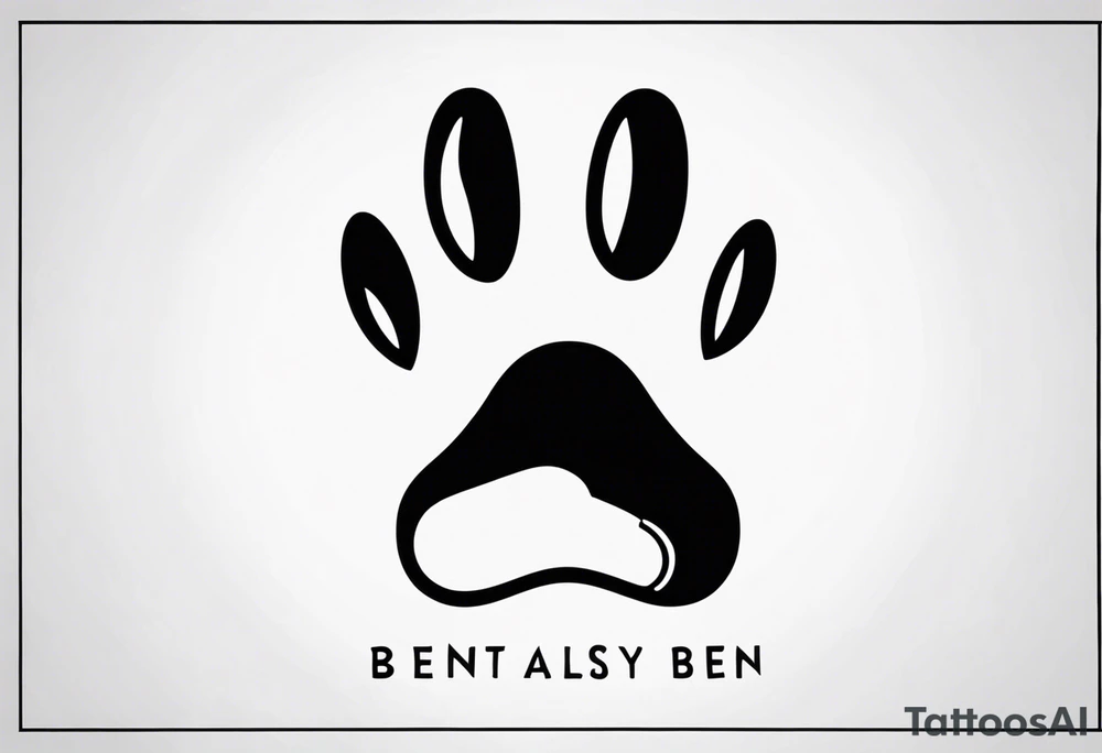 Paw Print with a name Ben. tattoo idea