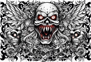 Beautiful Eldridge horror creature thigh tattoo tattoo idea