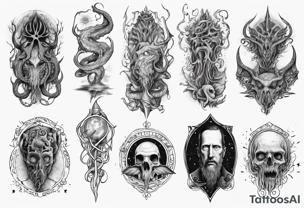 lovecraft myth tattoo for forearm tattoo idea