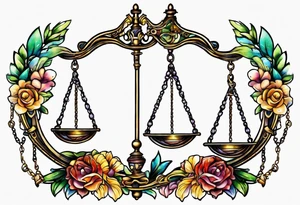 Libra scales hanging from a half moon tattoo idea