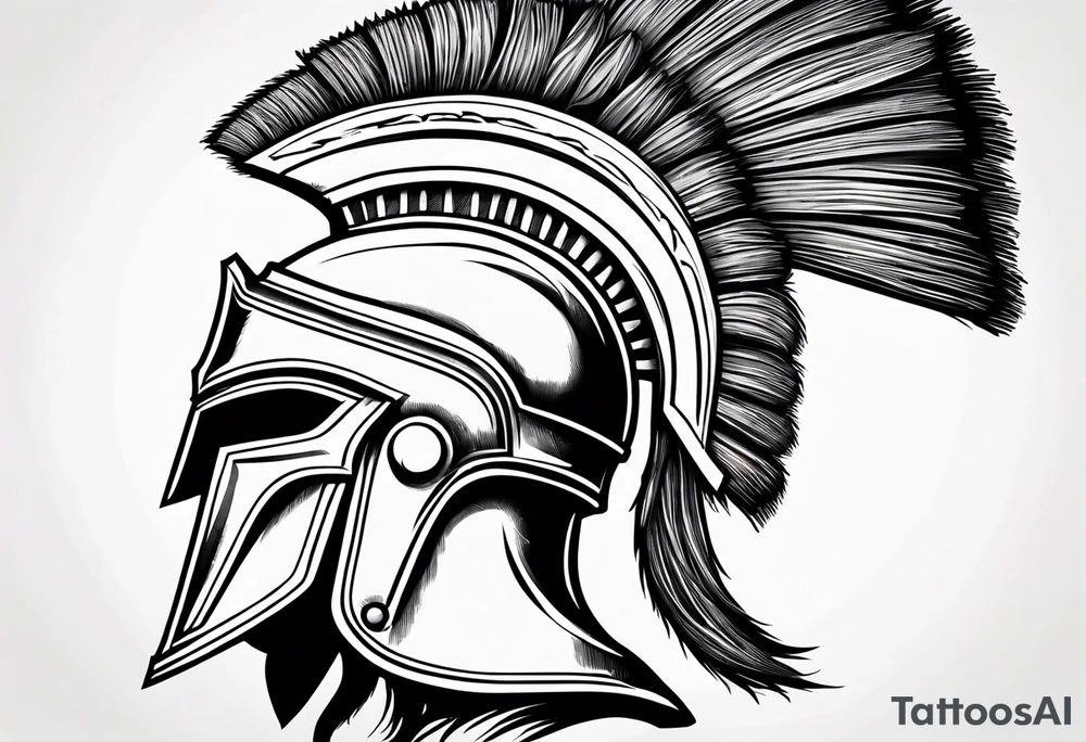 Spartan helmet with greek quote under tattoo idea